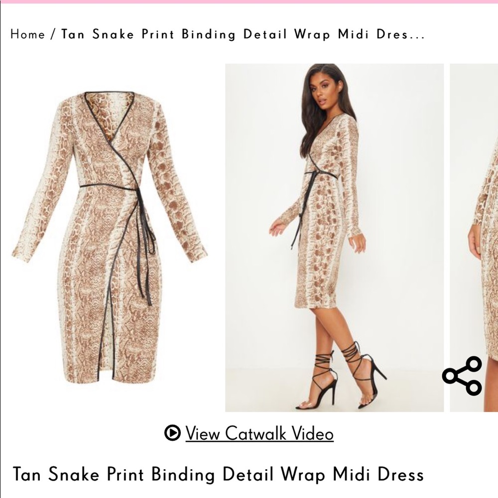 Tan Snake Print Wrap Dress